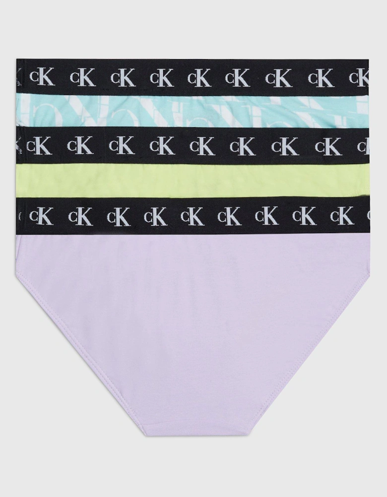 Girls 3 Pack Bikini Brief Underwear Set - Blue/Lavender/Lime