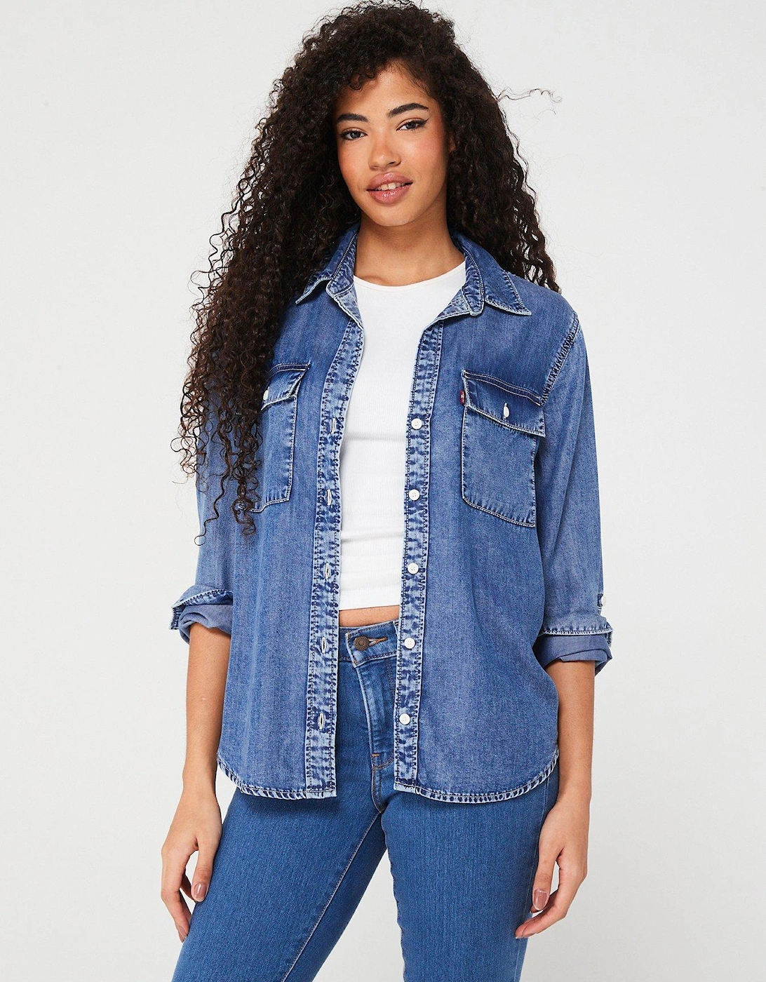 Doreen Utility Denim Shirt - In Patches 2 Blue , 5 of 4