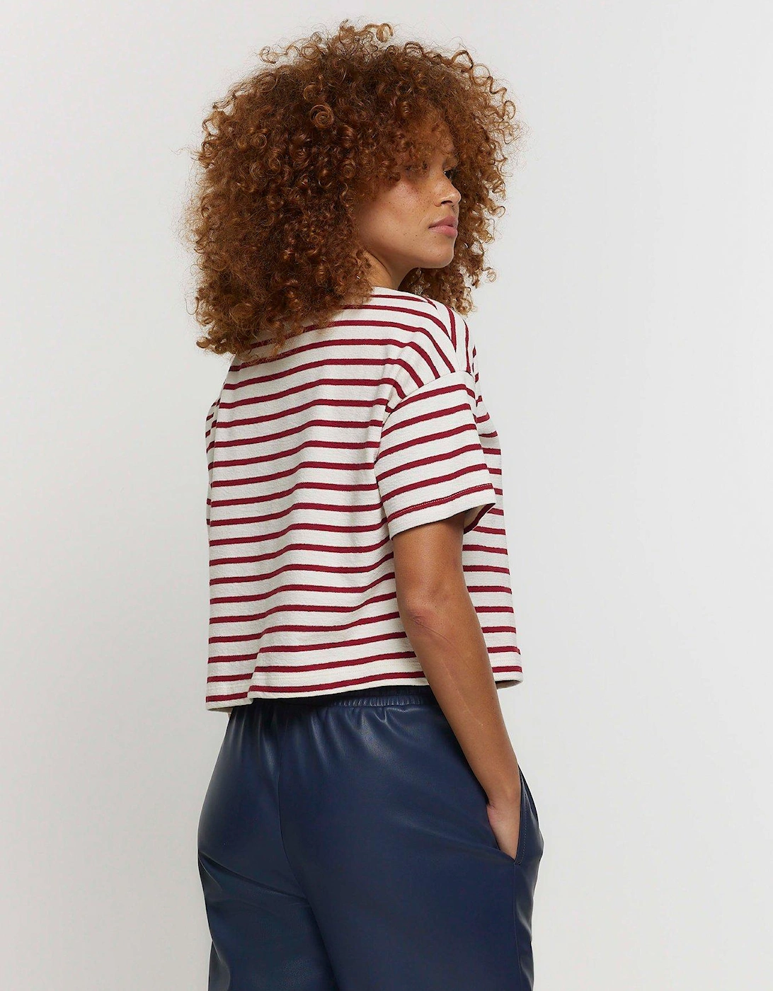 Striped Towelling T-Shirt - Red