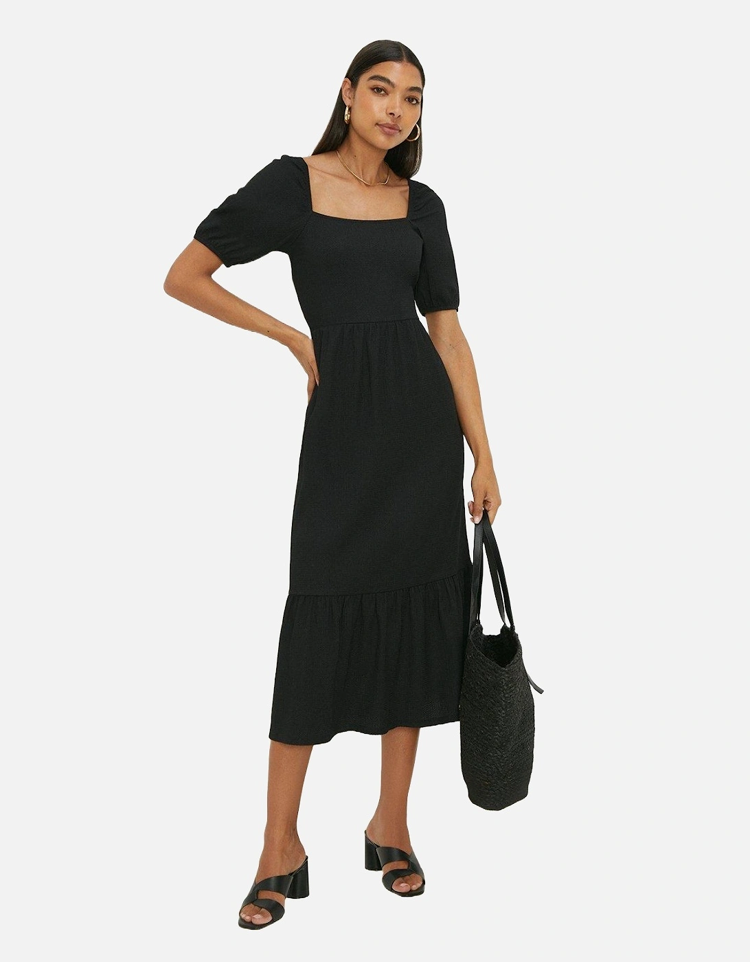 Womens/Ladies Tiered Square Neck Midi Dress