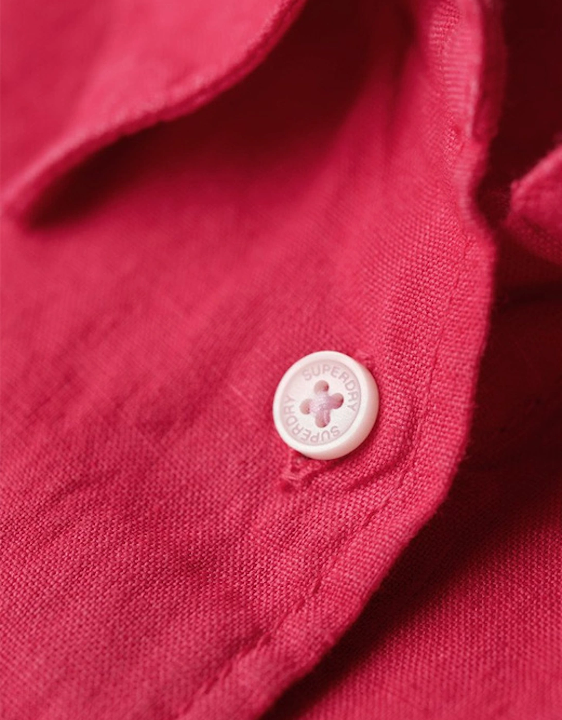 Women's Casual Linen Boyfriend Shirt Electric Pink
