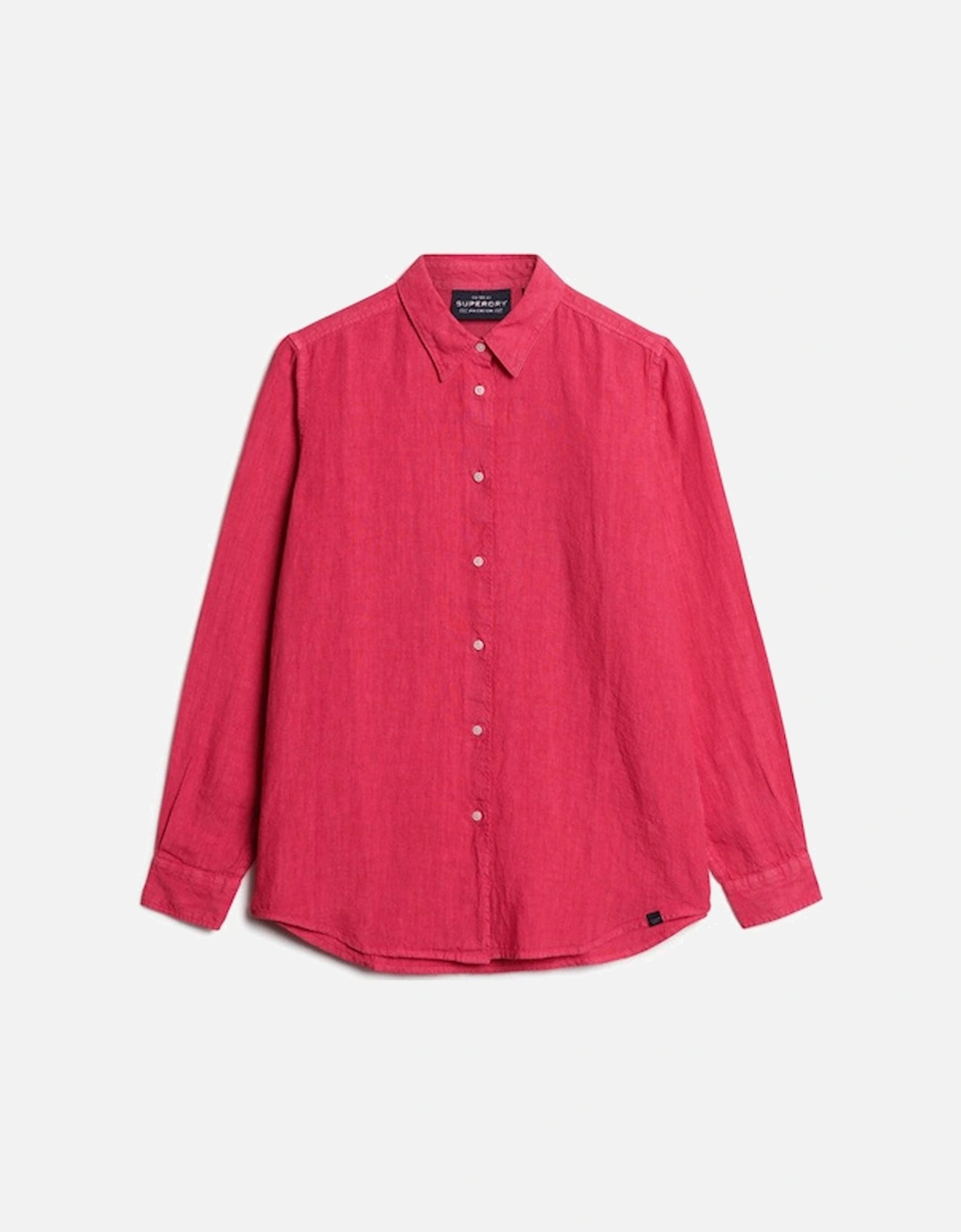 Women's Casual Linen Boyfriend Shirt Electric Pink