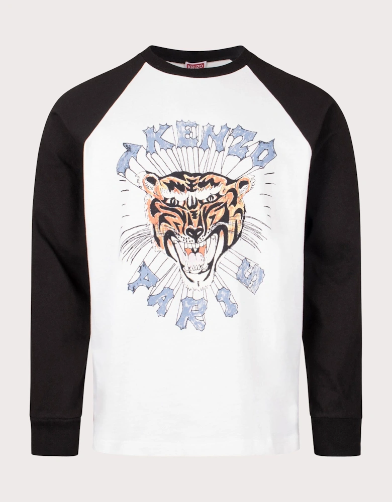 Long Sleeve Varsity Tiger Print T-Shirt