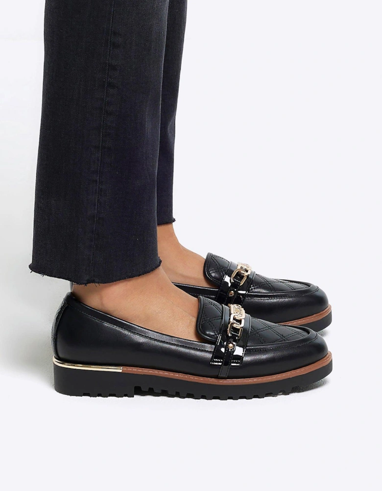 Quilted Chain Loafer - Black