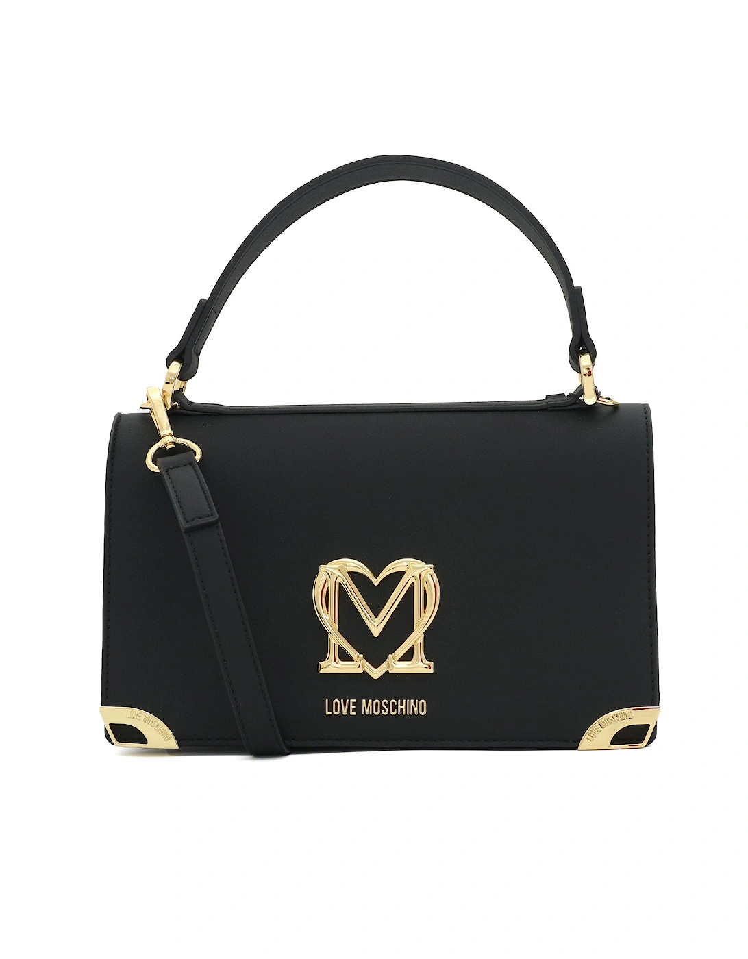 Flap Gold Logo Black Handbag, 6 of 5