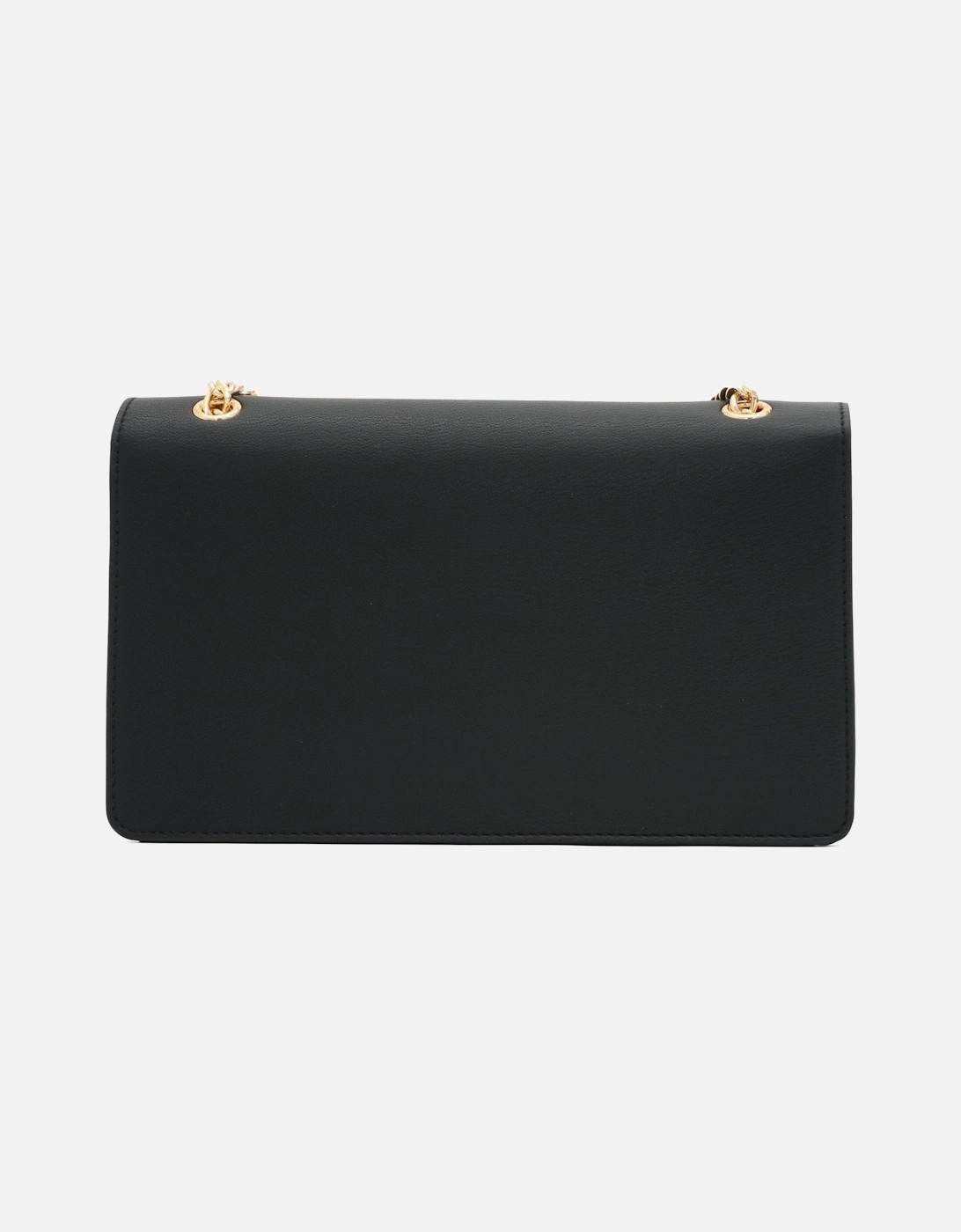 Letter Logo Black Flap Shoulder Bag