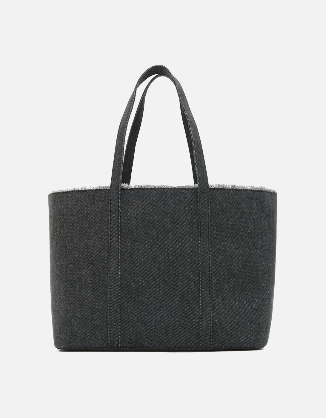 Letter Logo Black Denim Large Shopper Bag