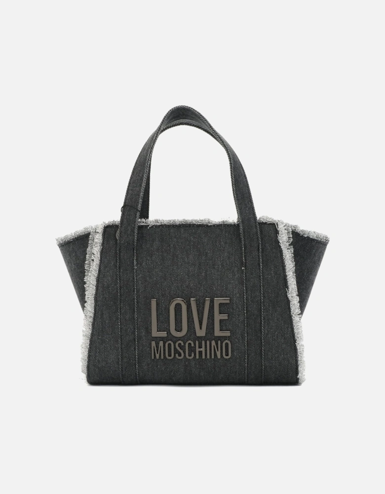 Letter Logo Black Denim Mini Handbag