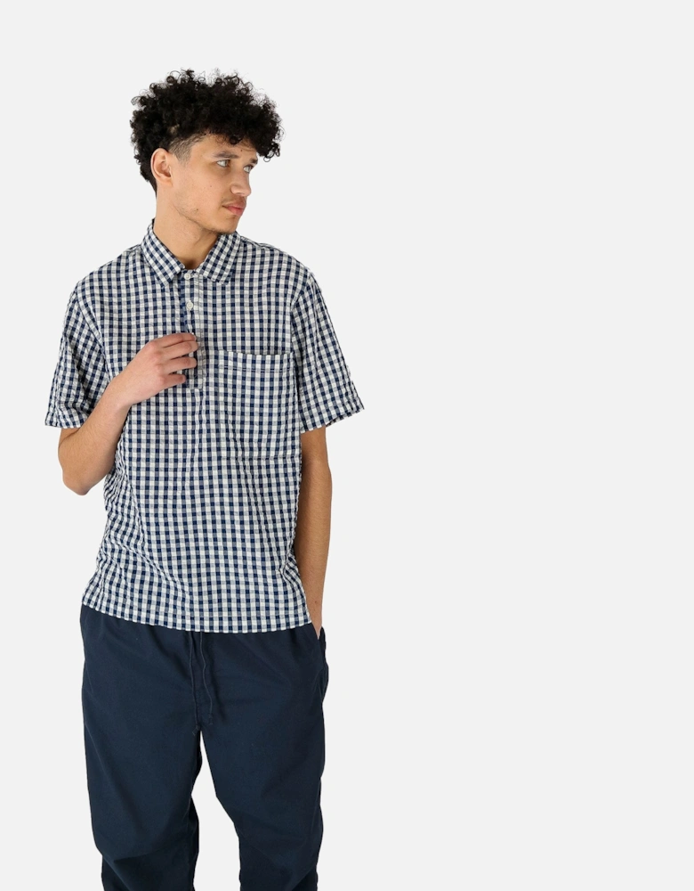 Gingham Seersucker Gingham Blue Shirt