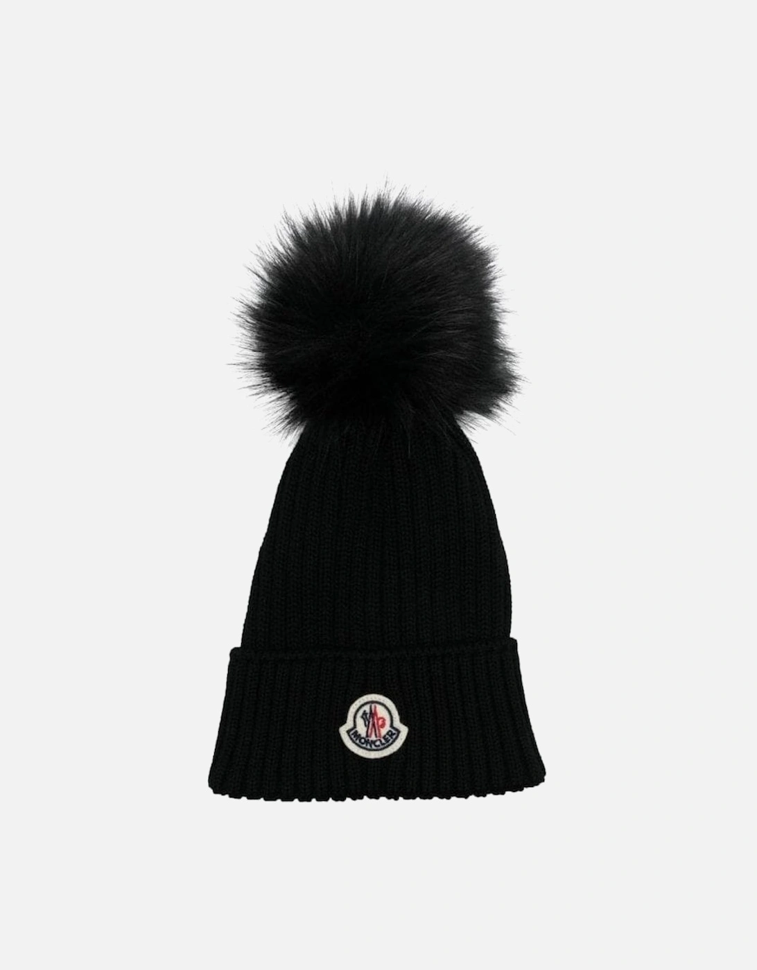 Kids Fur Bobble Hat Black, 3 of 2