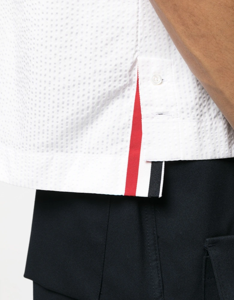 Knit Collar Rugby Seersucker Shirt White