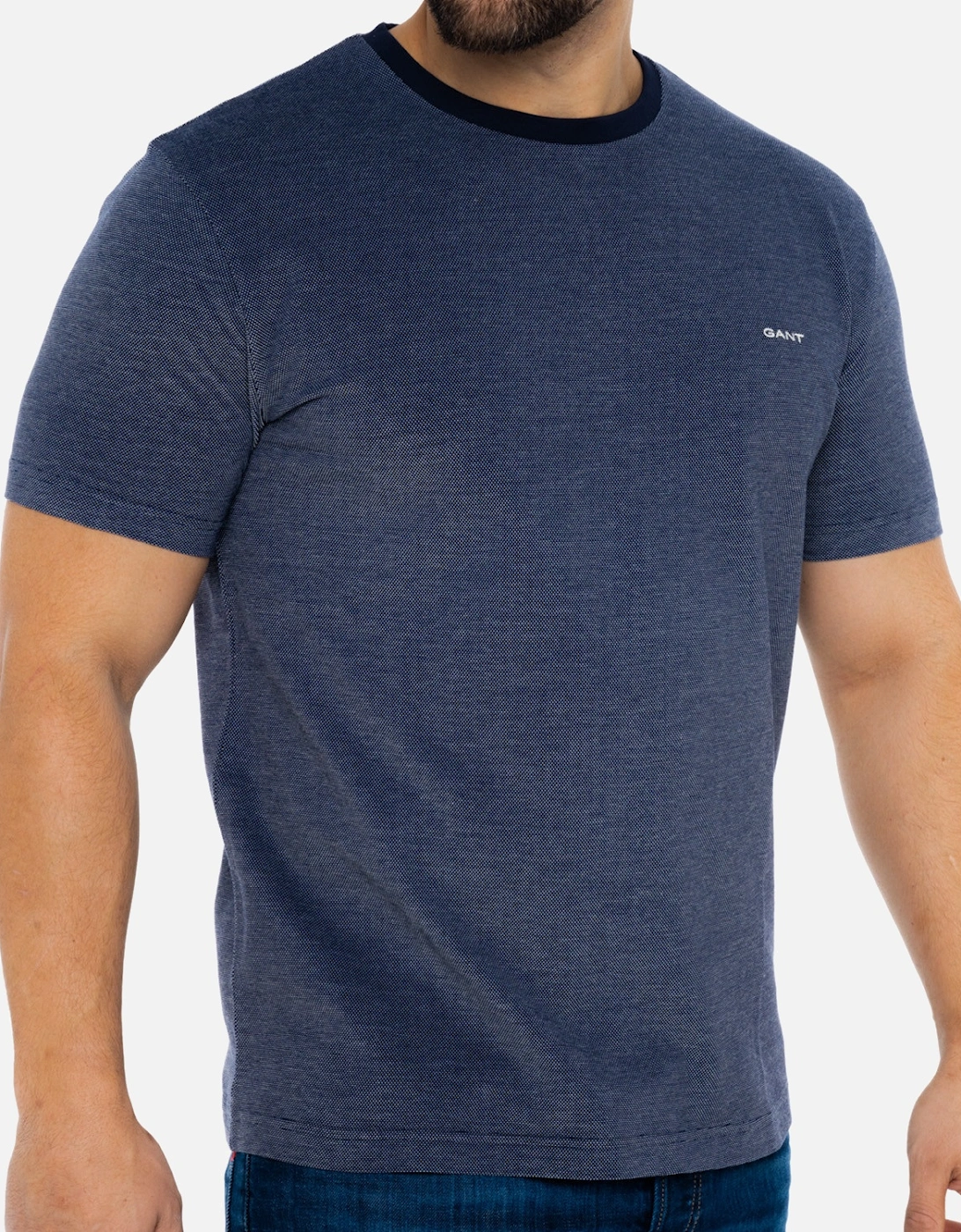 Mens 4-Col Oxford T-Shirt (Blue)