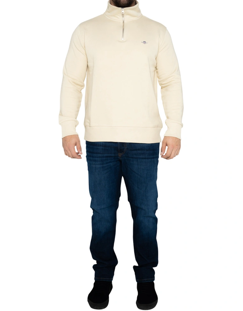 Mens Regular Shield Half Zip Sweatshirt (Beige)