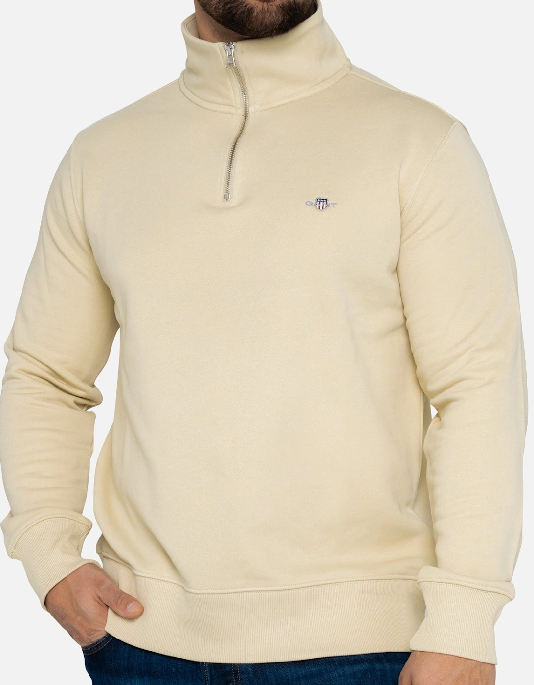 Mens Regular Shield Half Zip Sweatshirt (Beige)