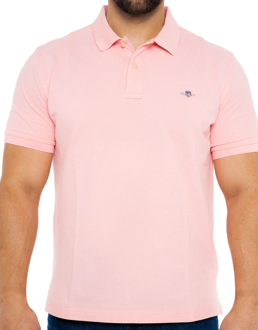 Mens Regular Shield S/S Pique Polo Shirt (Pink), 8 of 7