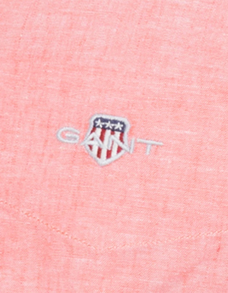 Mens Cotton & Linen Short Sleeve Shirt (Pink)