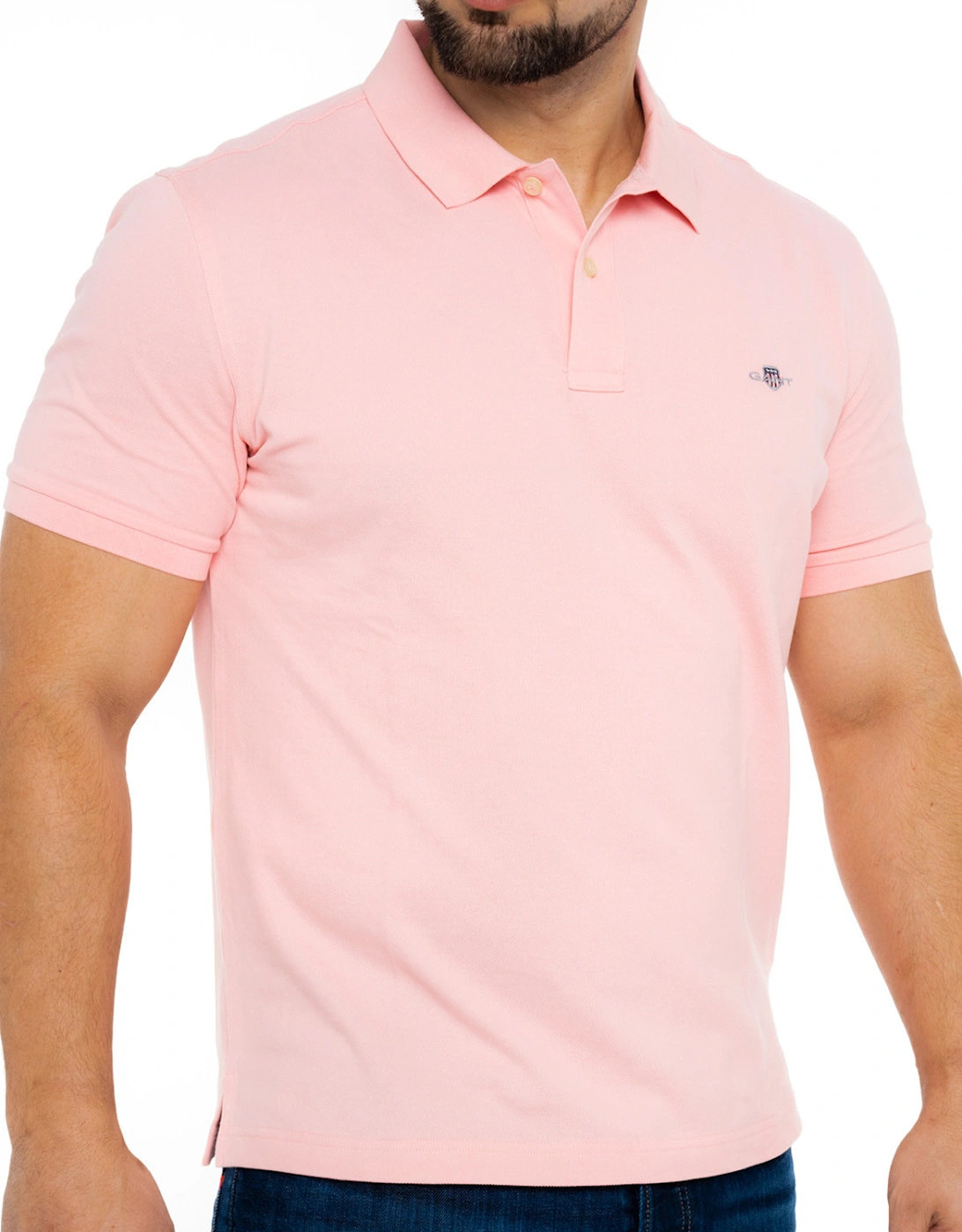 Mens Regular Shield S/S Pique Polo Shirt (Pink)