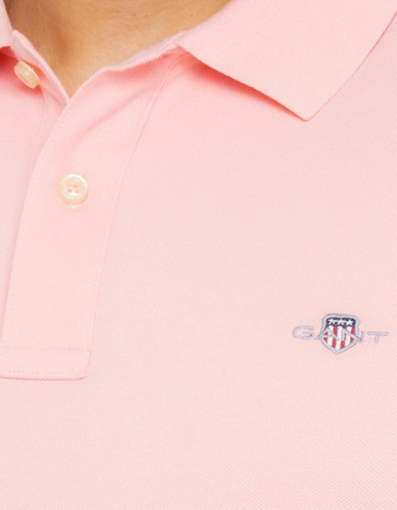 Mens Regular Shield S/S Pique Polo Shirt (Pink)