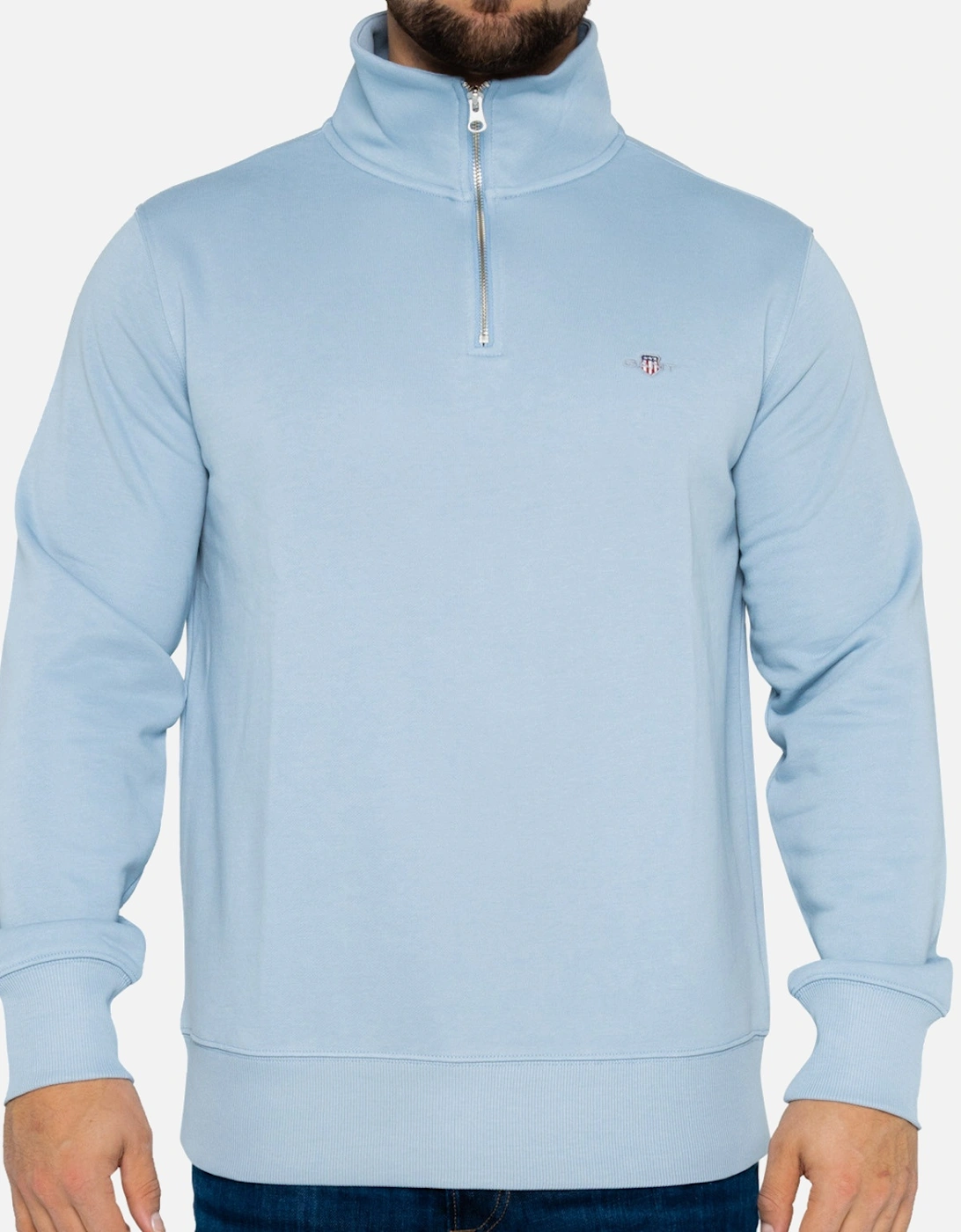 Mens Regular Shield Half Zip Sweatshirt (Light Blue), 8 of 7