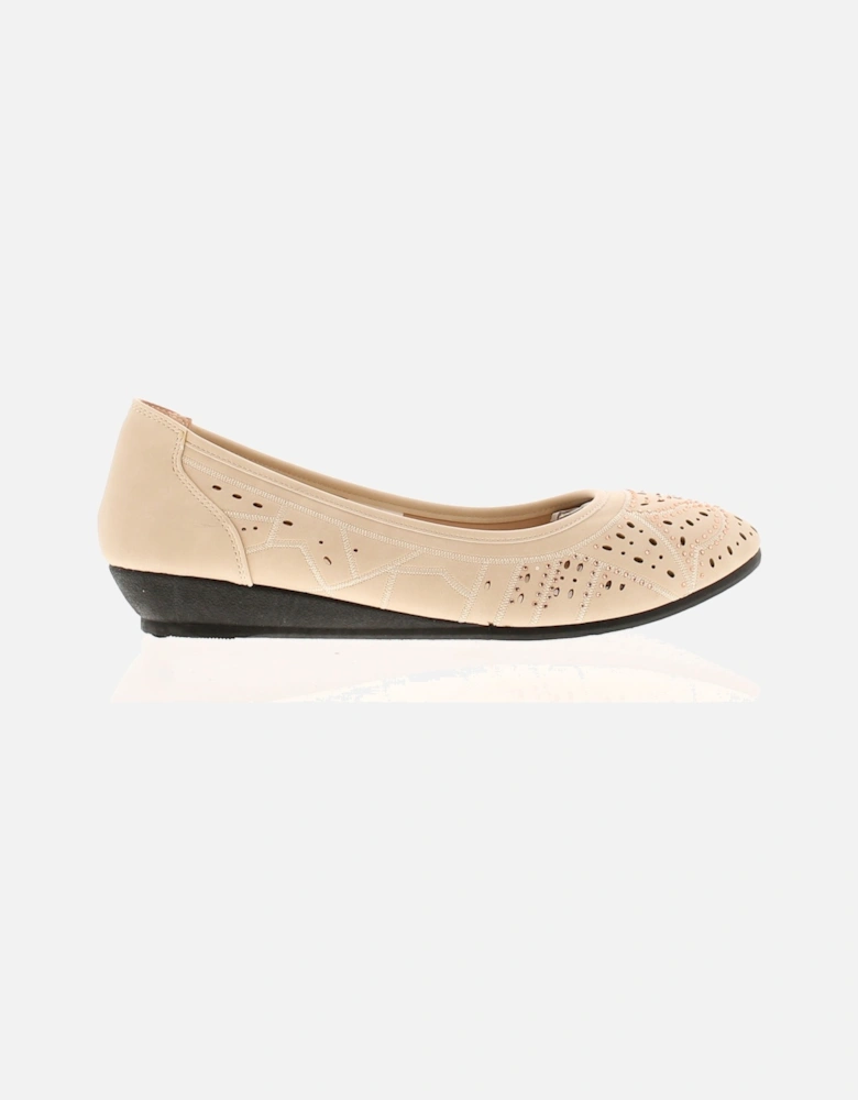 Womens Shoes Wedges Tasha Slip On beige UK Size