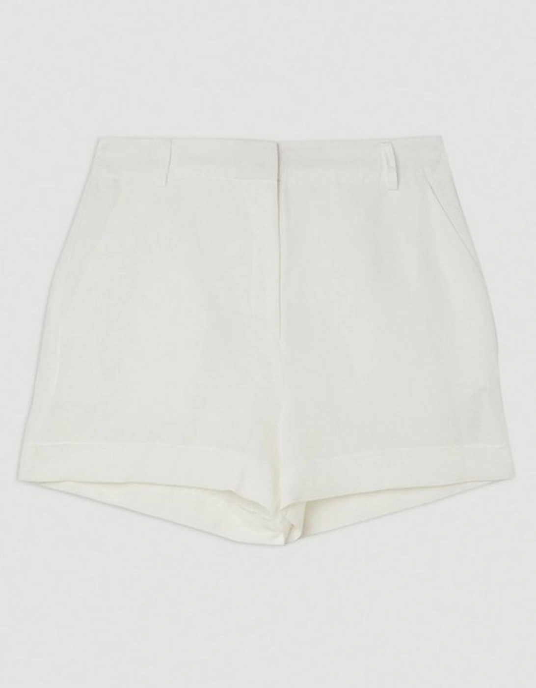 Premium Linen Viscose Tailored Turn Up Hem Shorts