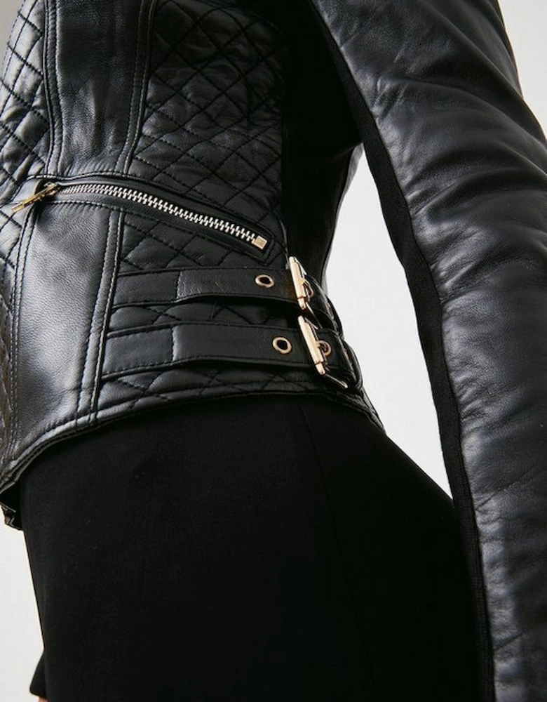 Leather Quilted Biker Jacket