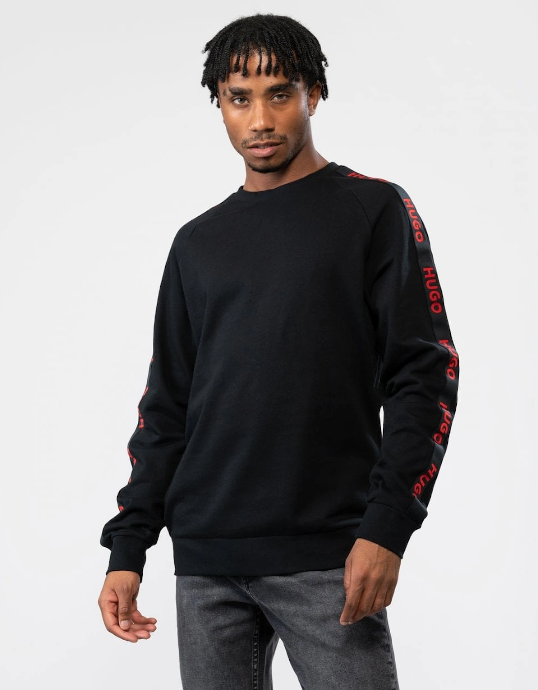 Sporty Logo Tape Mens Loungewear Sweatshirt, 5 of 4