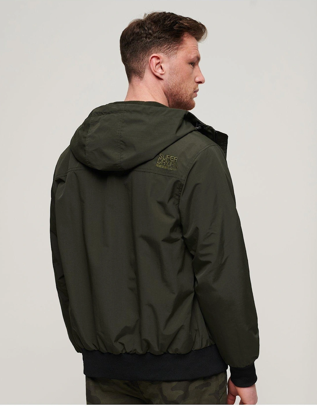 Surplus Nylon Hooded Bomber Jacket - Dark Green