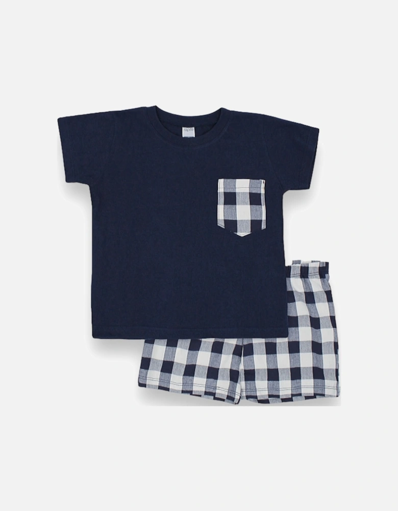 Navy Gingham Short Set