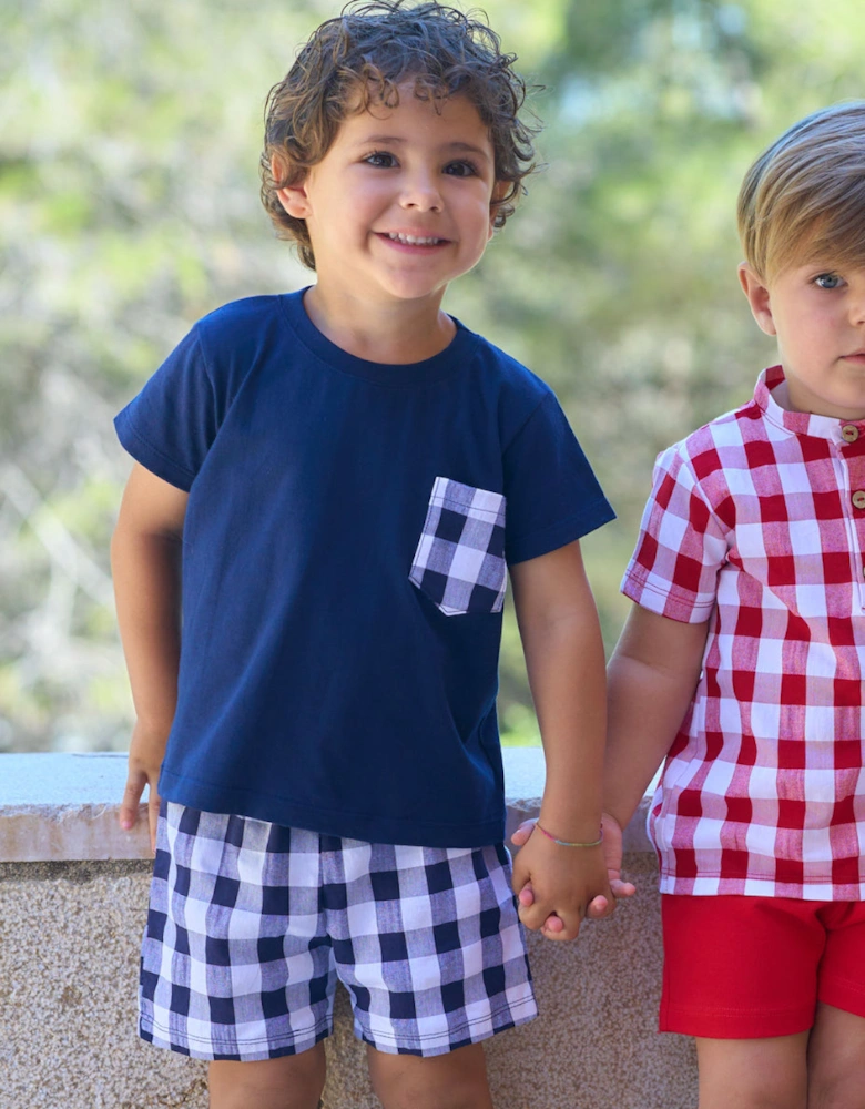 Navy Gingham Short Set