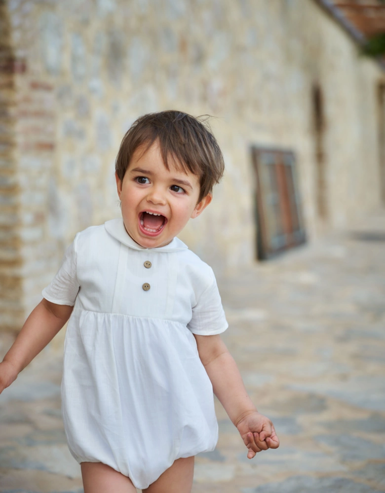 White Linen Romper