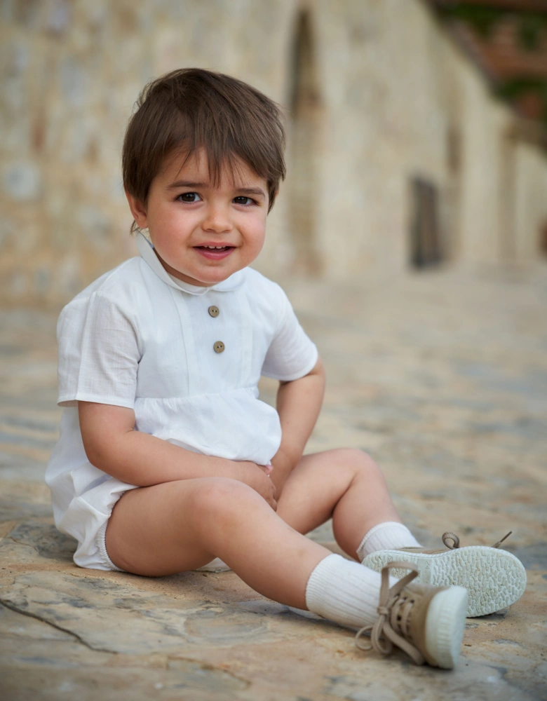 White Linen Romper