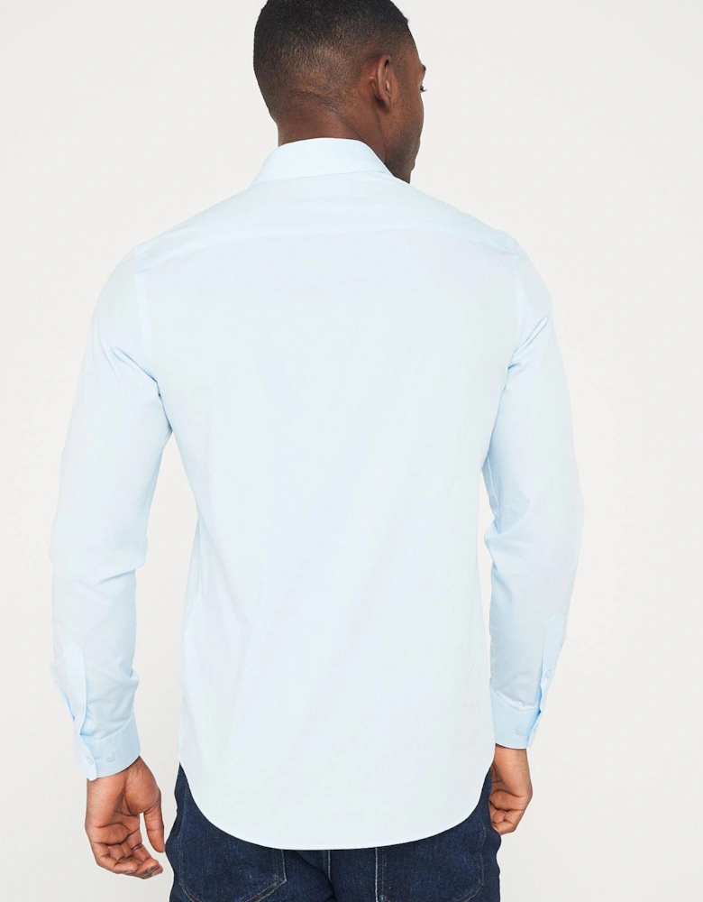 Poplin Stretch Slim Shirt - Light Blue