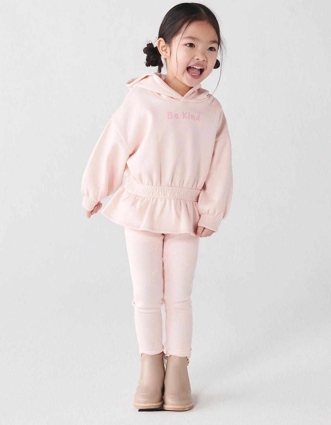 Mini Mini Girls Peplum Hoodie Set - Pink