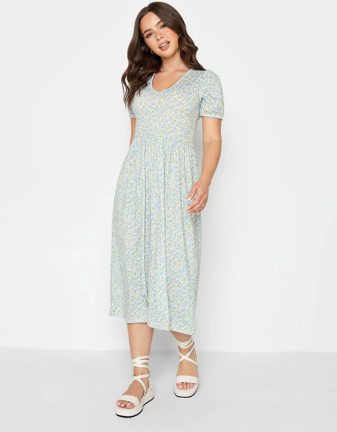 Petite Blue Ditsy Floral Midaxi Dress, 2 of 1