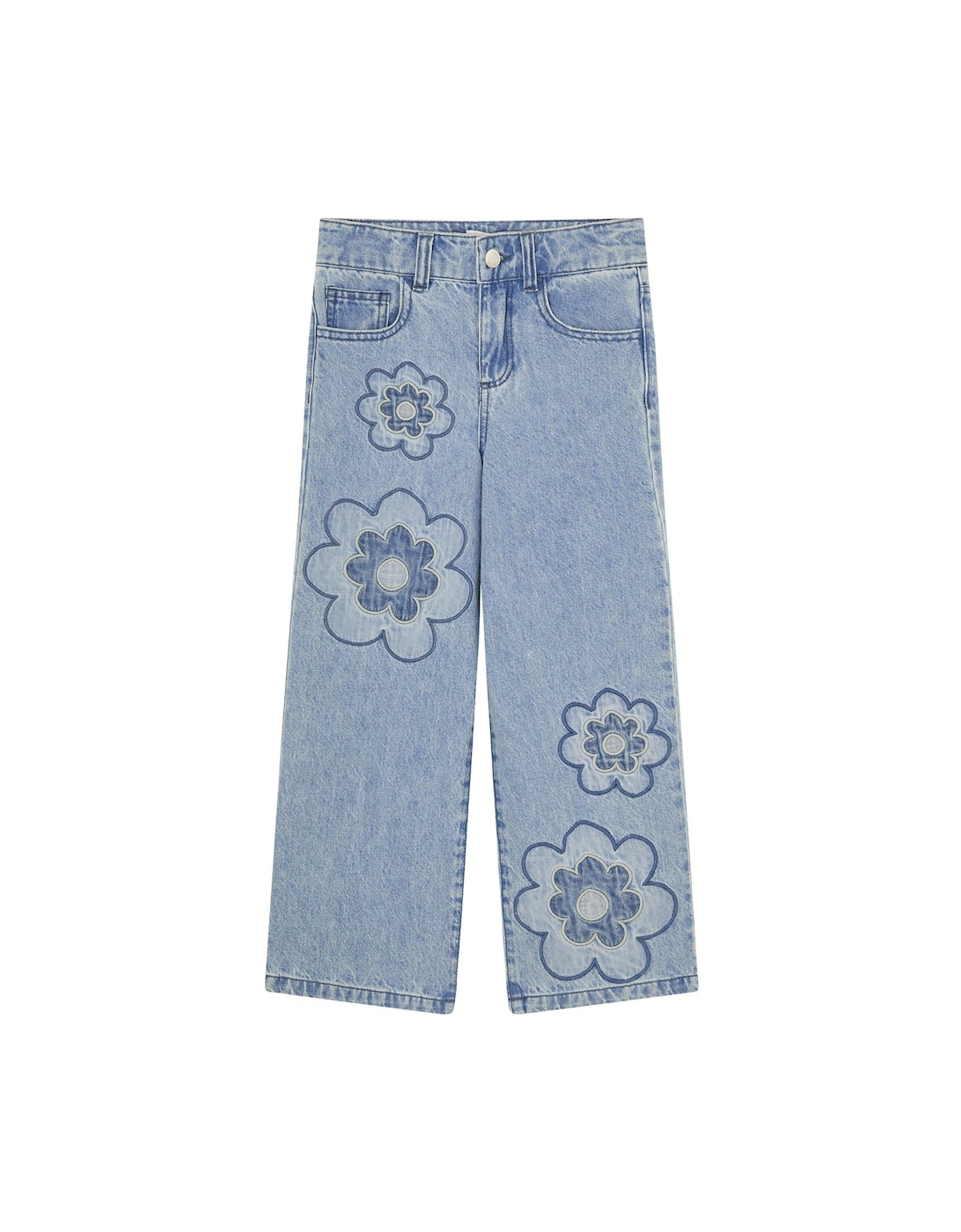 Girls Denim Flower Jeans - Blue, 2 of 1