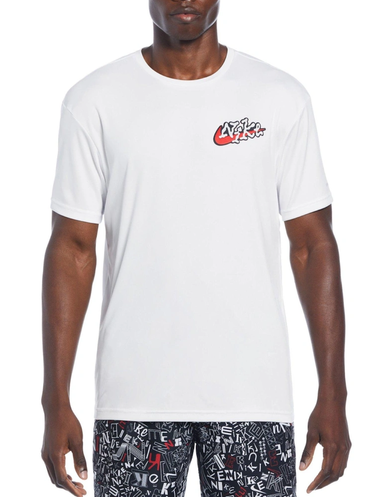 Men's Scribble Patch Icon Short Sleeve Hydroguard-white