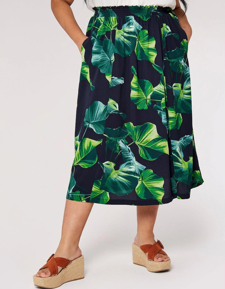 Banana Leaf High Waist Midi Skirt