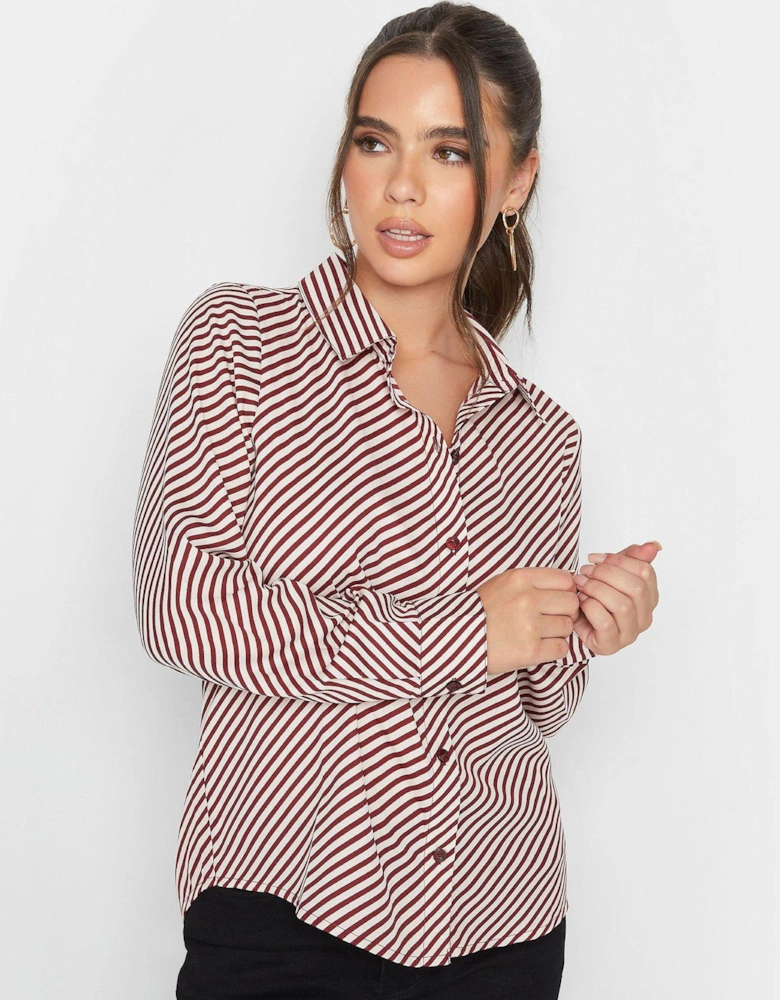 Petite Wine Diagonal Stripe Shirt