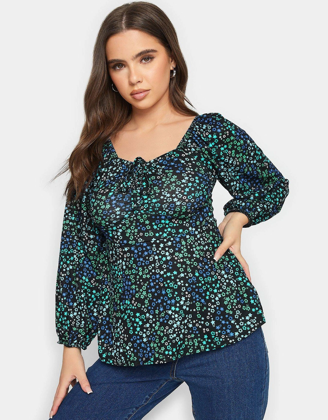 Petite Blue Multi Ditsy Ruch Top, 2 of 1