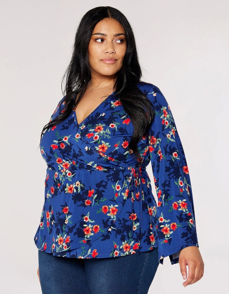 Painted Shadow Floral Wrap Top