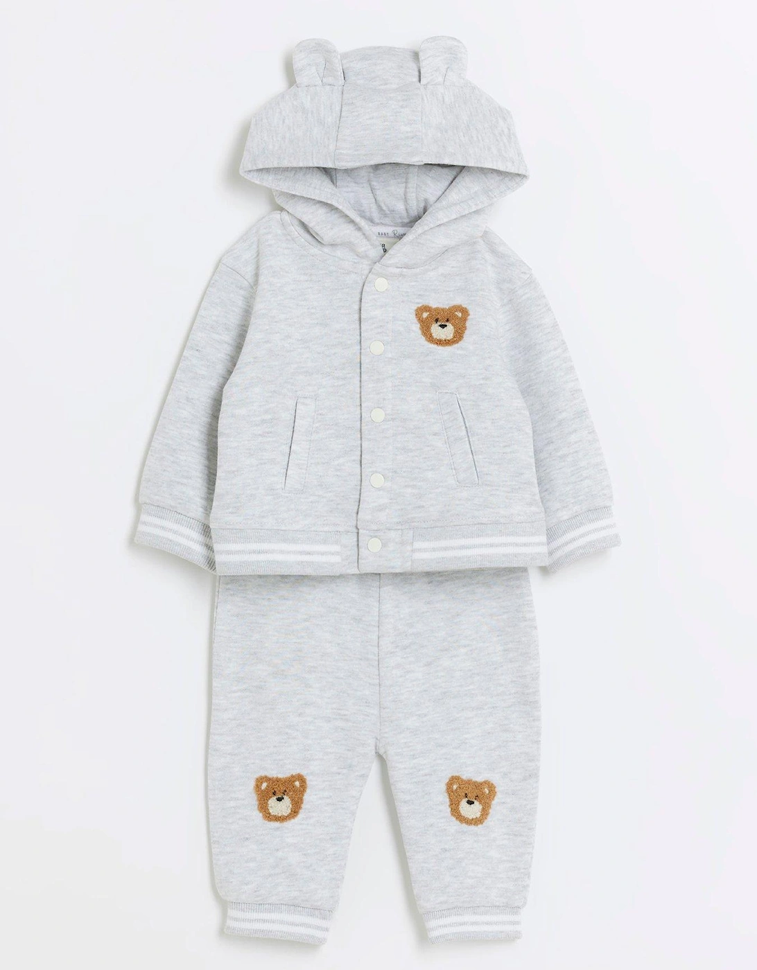Baby Unisex Bear Hoodie And Joggers Set - Grey