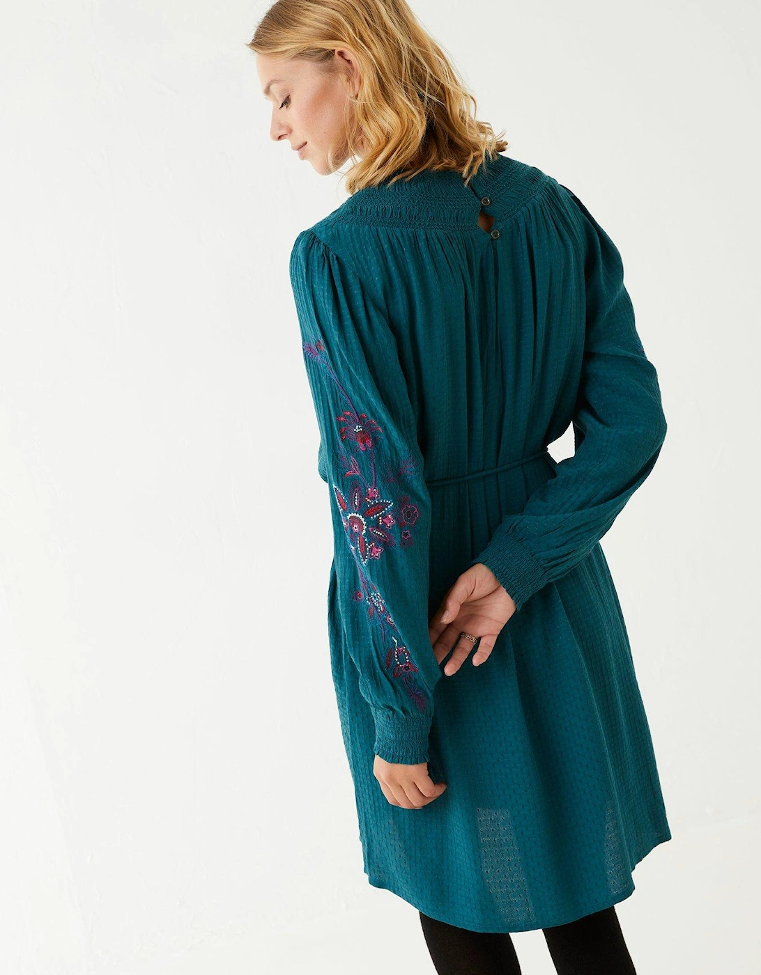 Hove Embroidered Dress - Teal