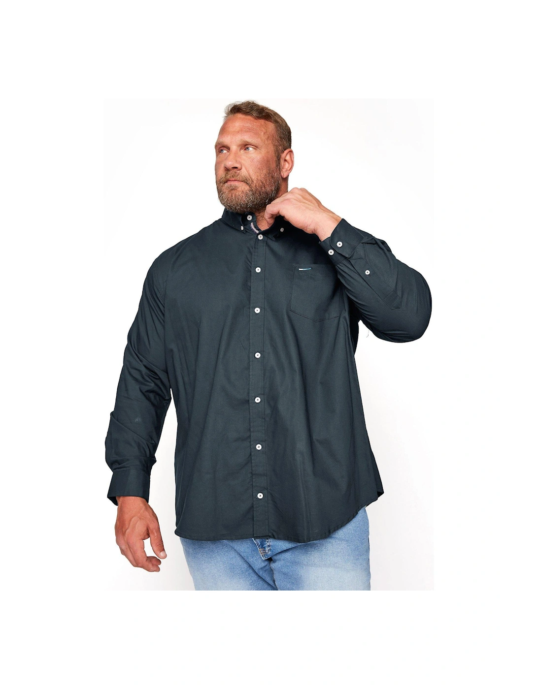 Essential Smart Long Sleeve Oxford Shirt - Navy, 2 of 1