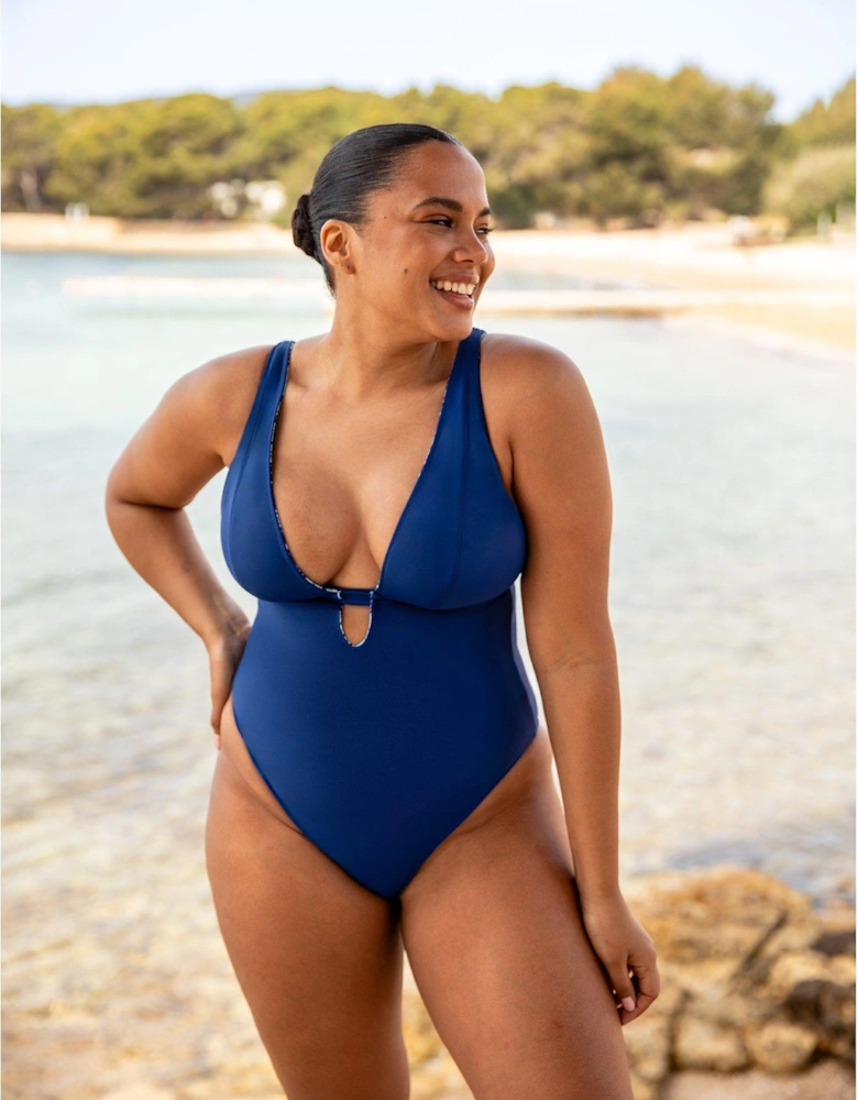 Mykonos Reversible Non-Wired Plunge Swimsuit Blue Print