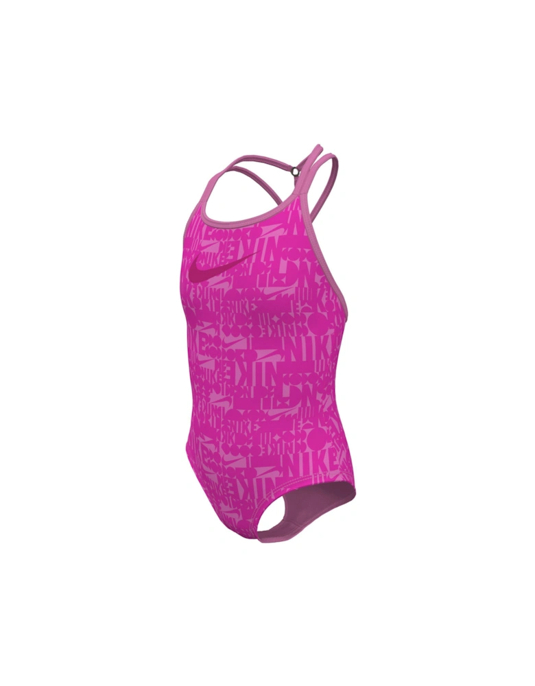 Retro Flow Girl's T-crossback One Piece-pink