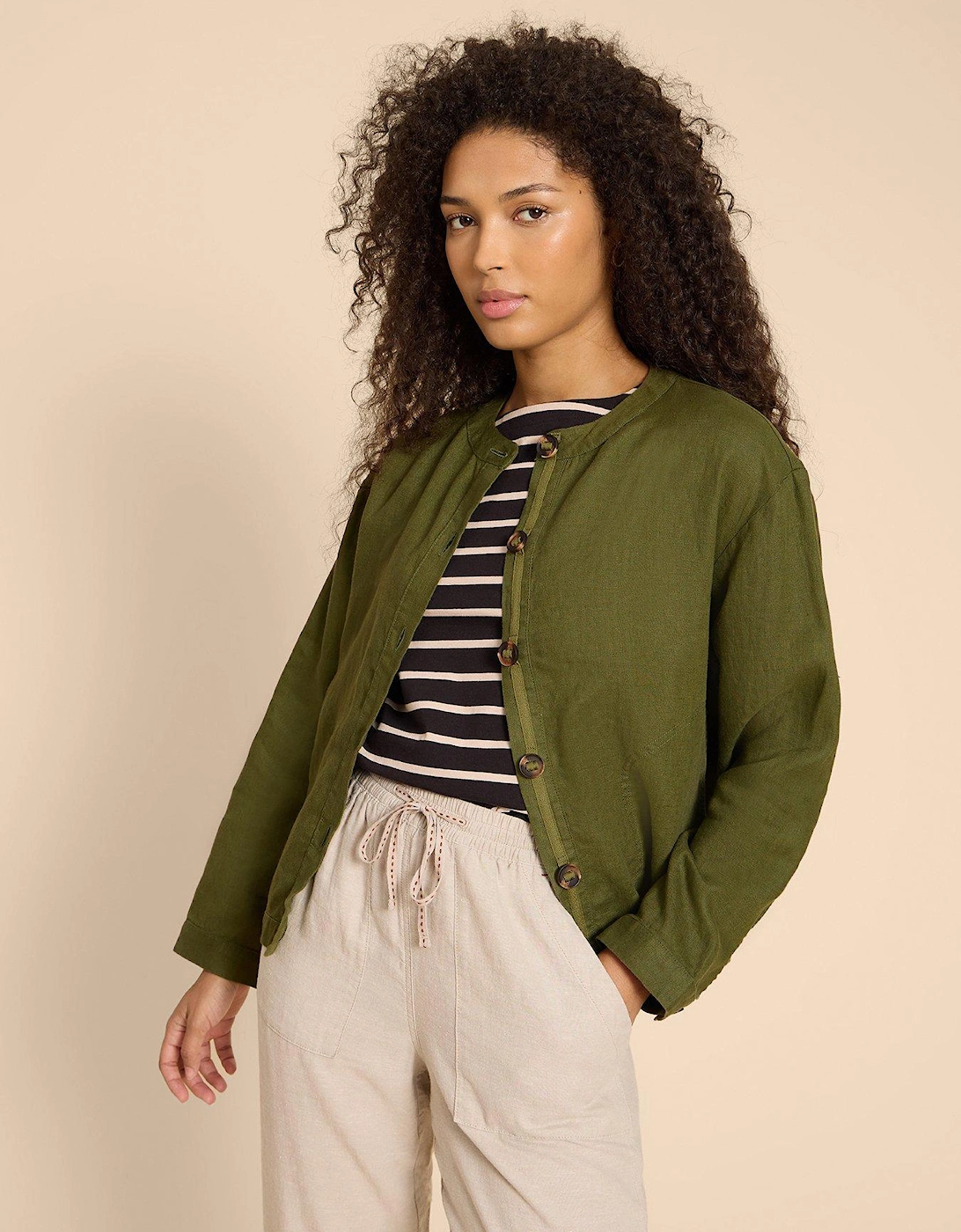 Adele Linen Jacket - Green, 2 of 1