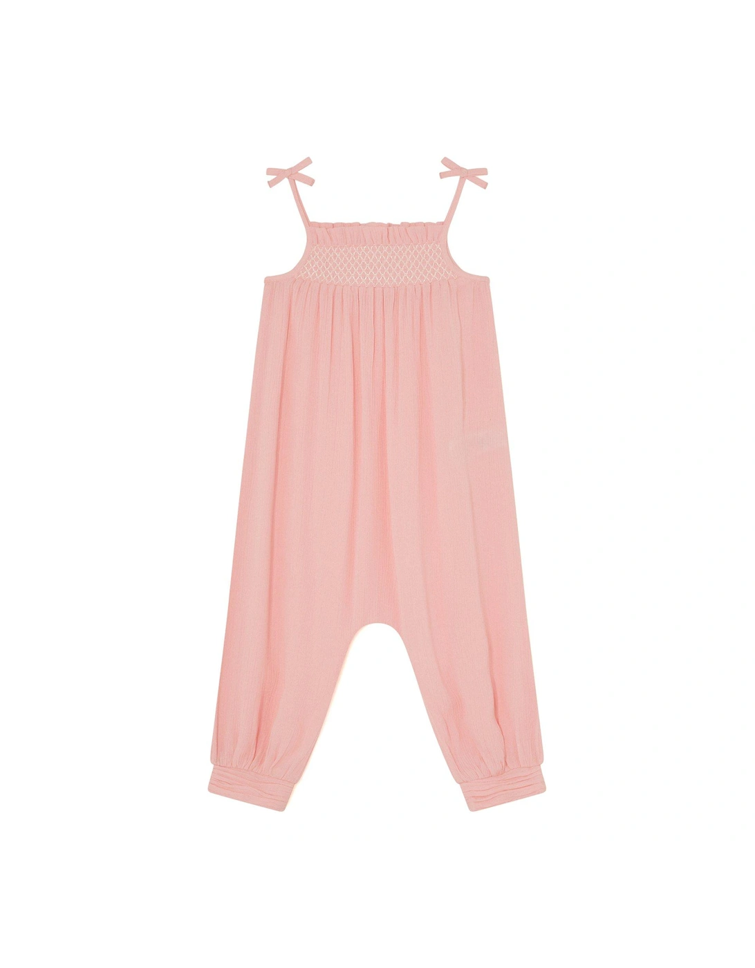 Baby Girls Shirred Jumpsuit - Pale Pink, 2 of 1