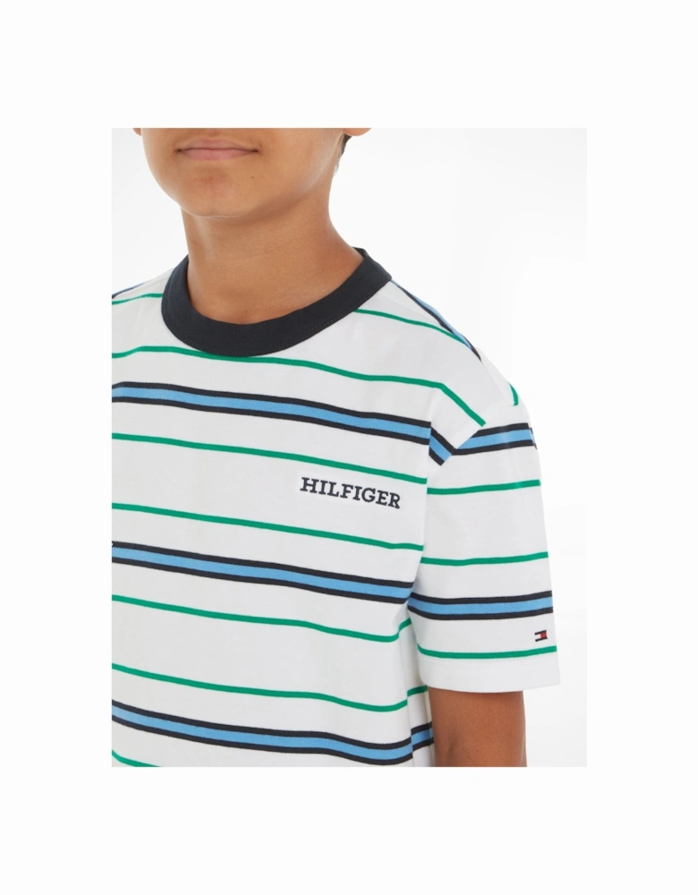 Stripes T Shirt Blue Short Set