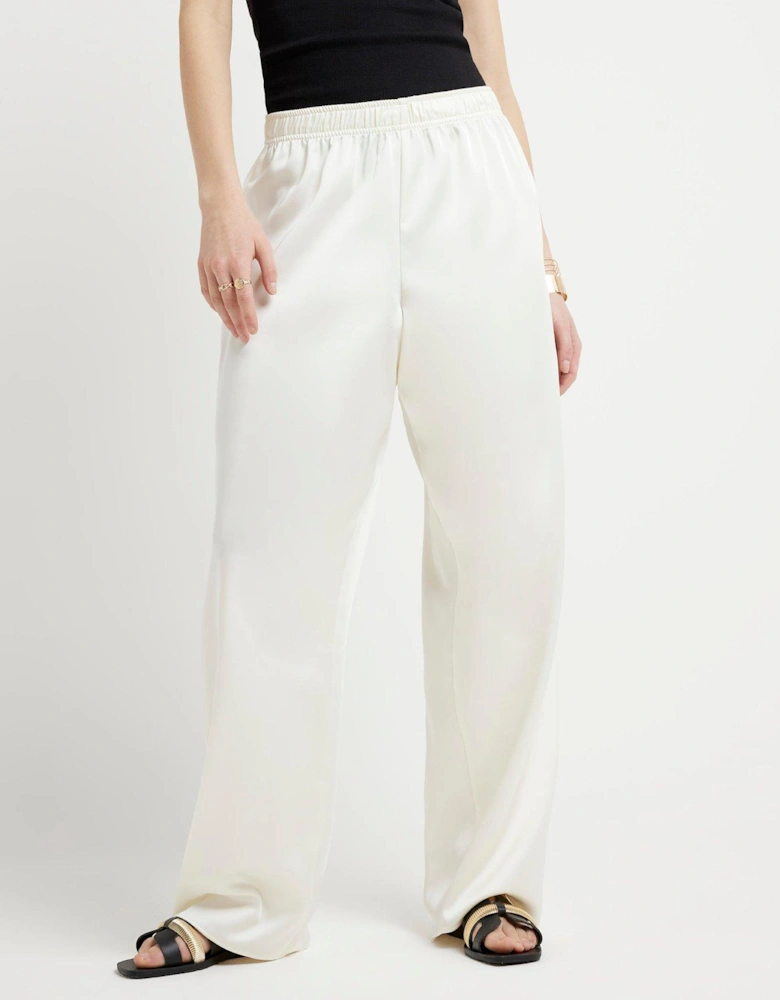 Pull On Satin Trousers - Cream